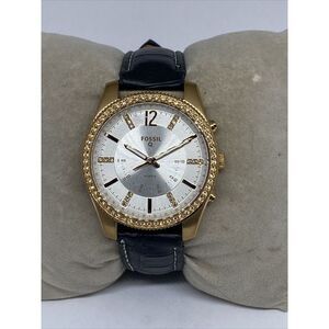 Fossil FTW5016 Women's Black Leather Analog White Dial Hybrid Smart Watch RQ122